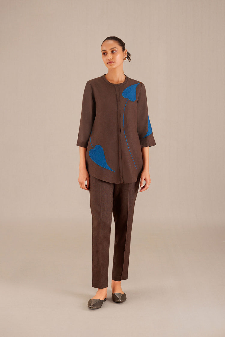Zenya Shirt Co Ord Set - Dark Brown