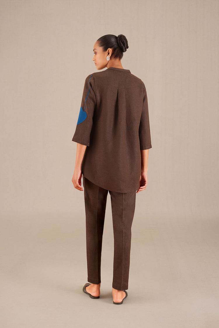 Zenya Shirt Co Ord Set - Dark Brown