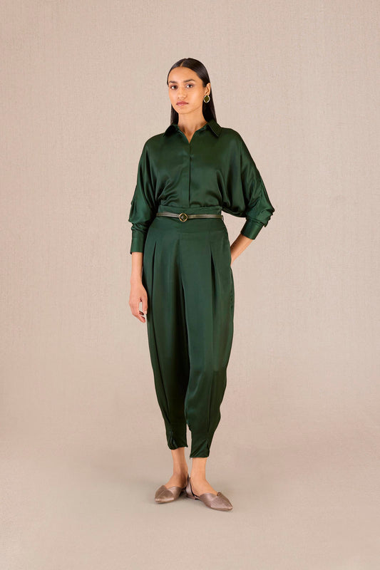 Silk Aarifa Shirt Set – Green