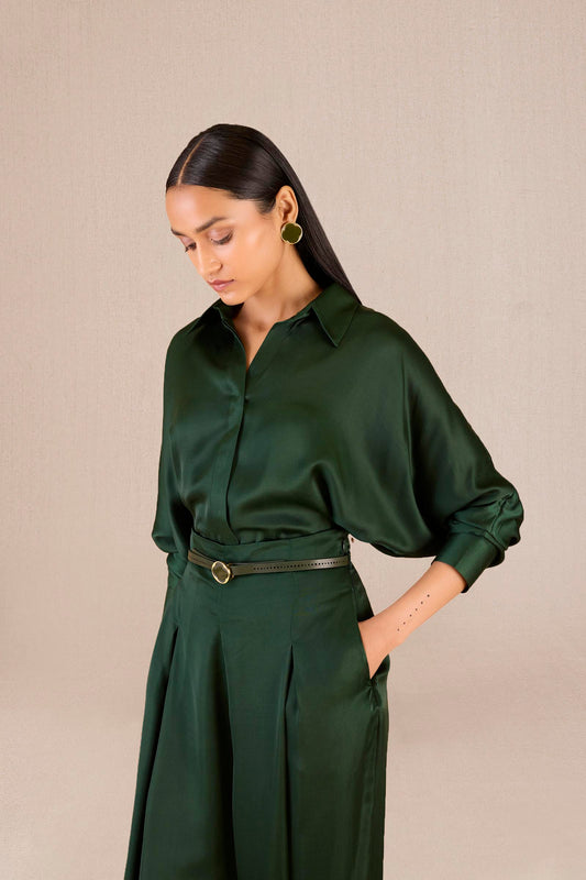 Silk Aarifa Shirt Set – Green