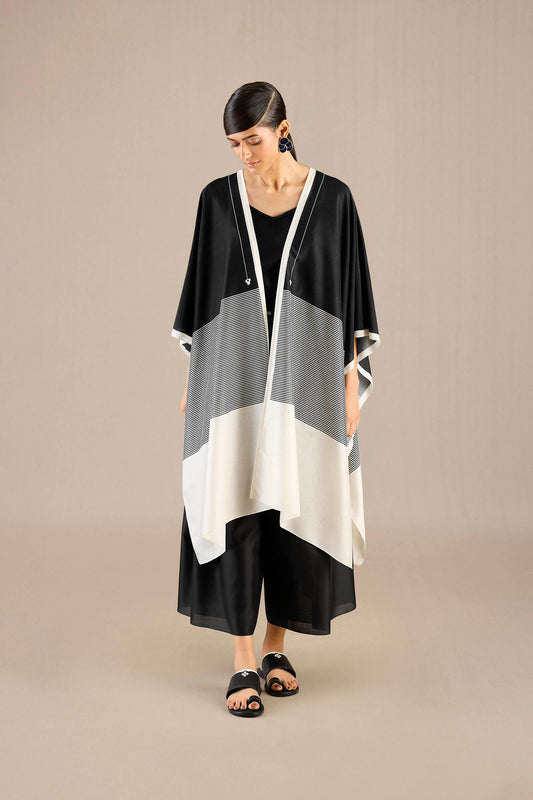 Silk Alaia Cape Set – Black