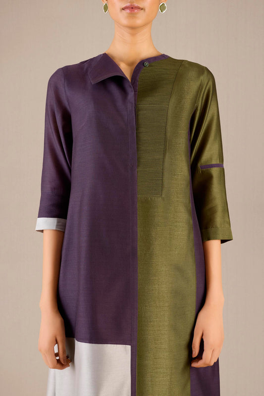 Chanderi Gaia Tunic Set – Purple