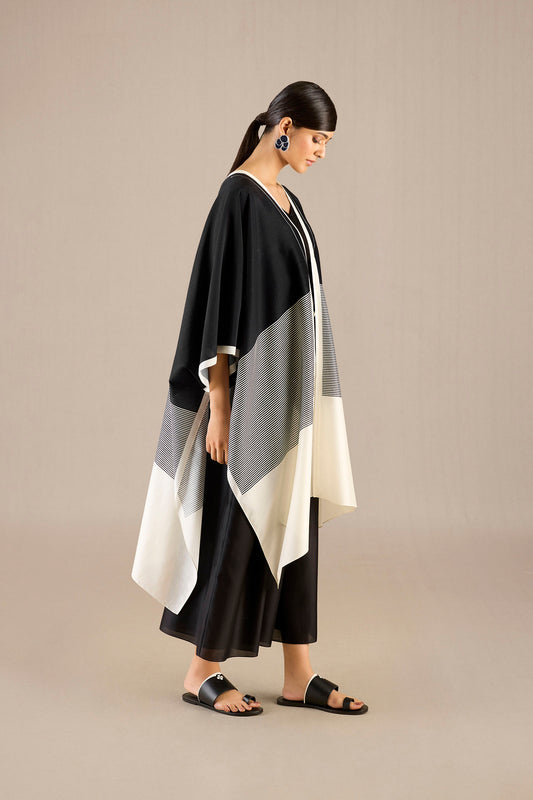 Silk Alaia Cape Set – Black