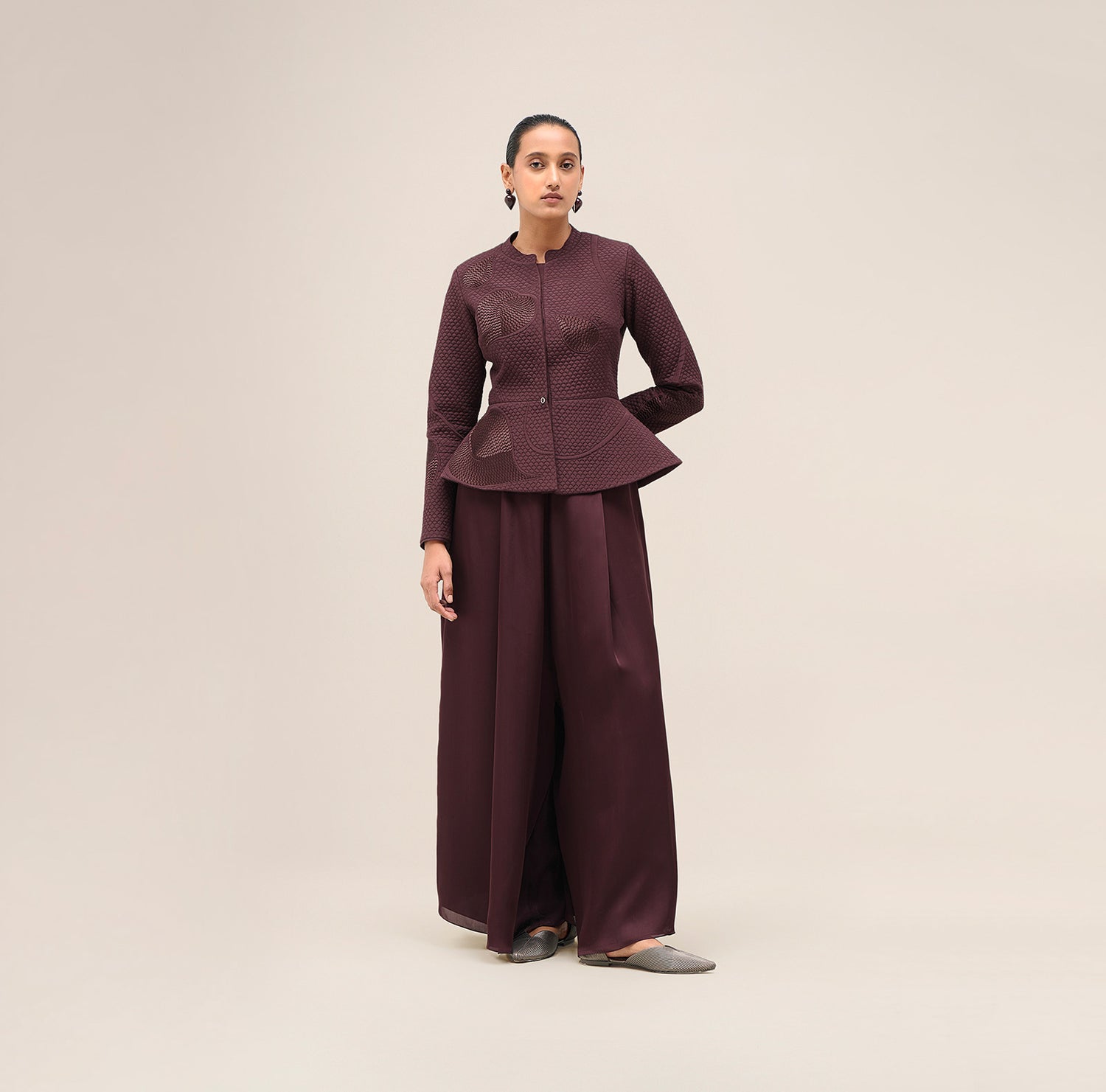  Shantung Valla Jacket Set – Red