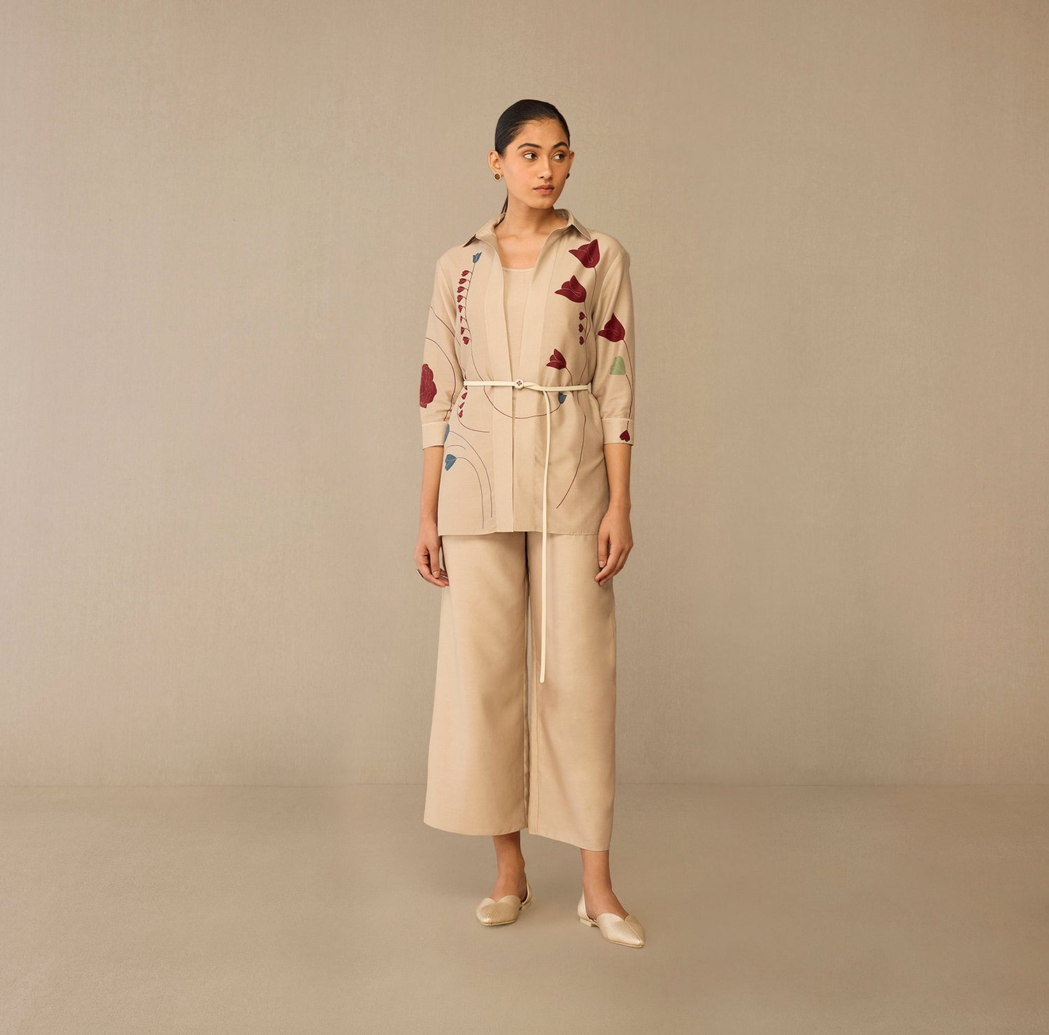  Chanderi Sarai Shirt Set – Beige