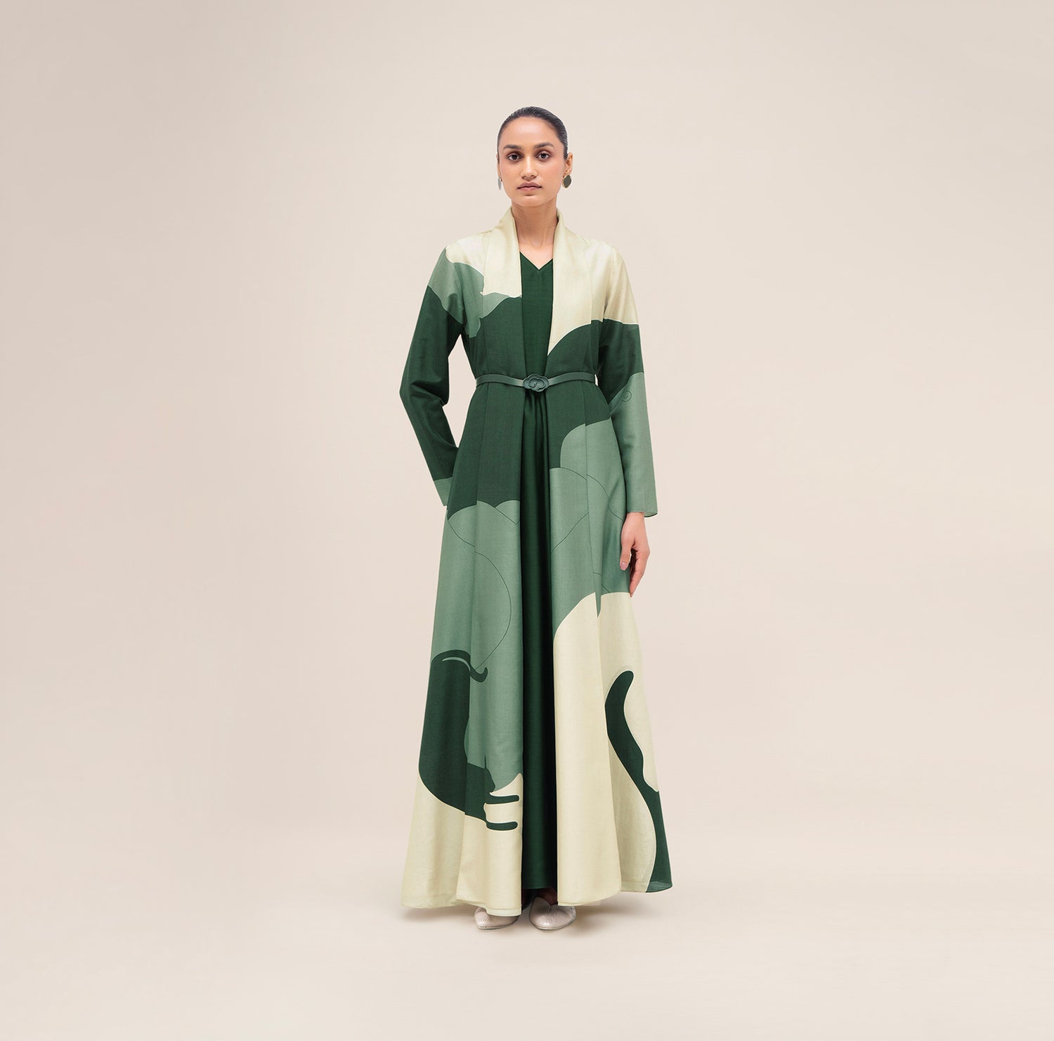  Chanderi Ghubar Abaya Set – Green
