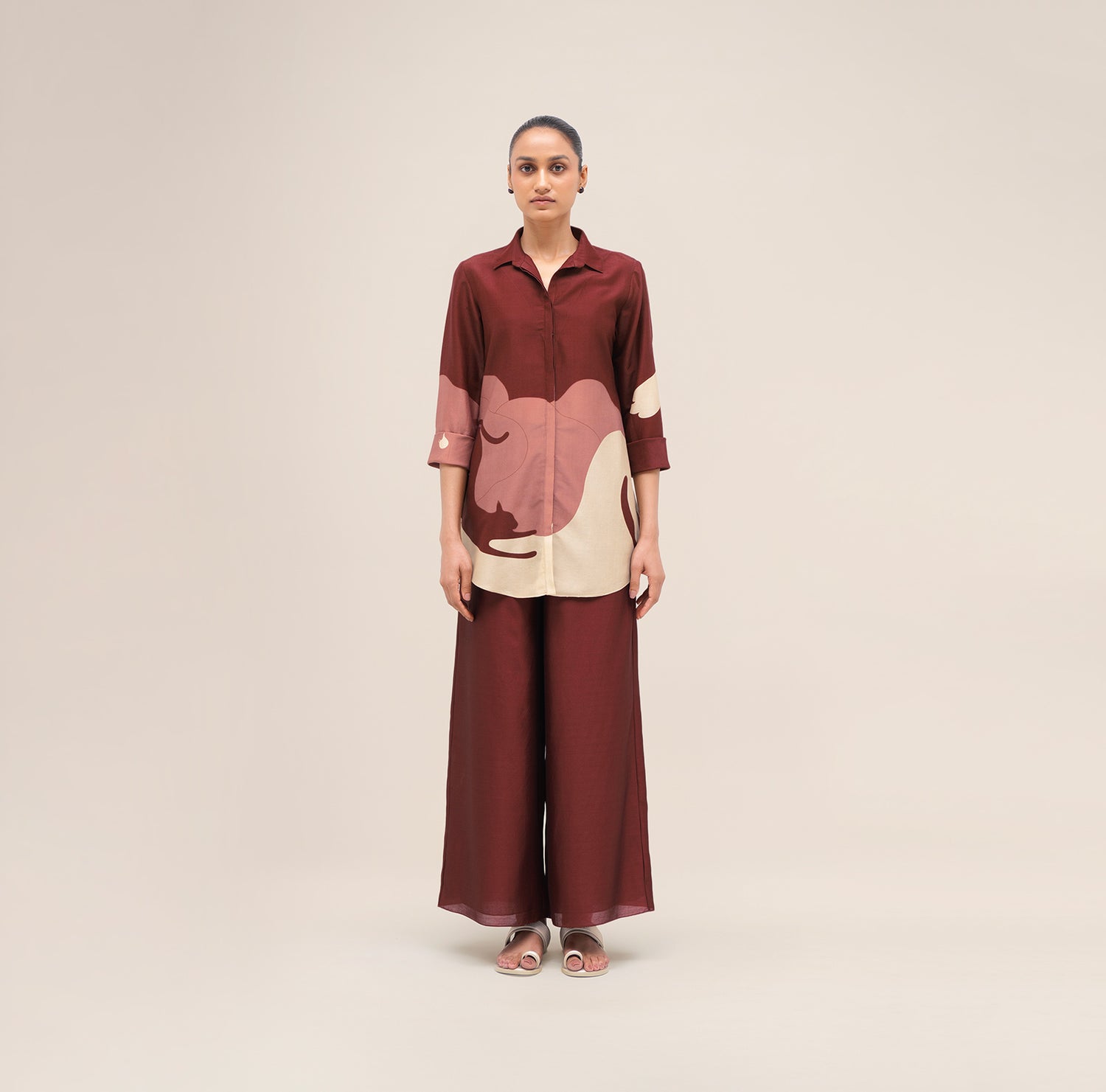  Chanderi Rania Shirt Set – Red