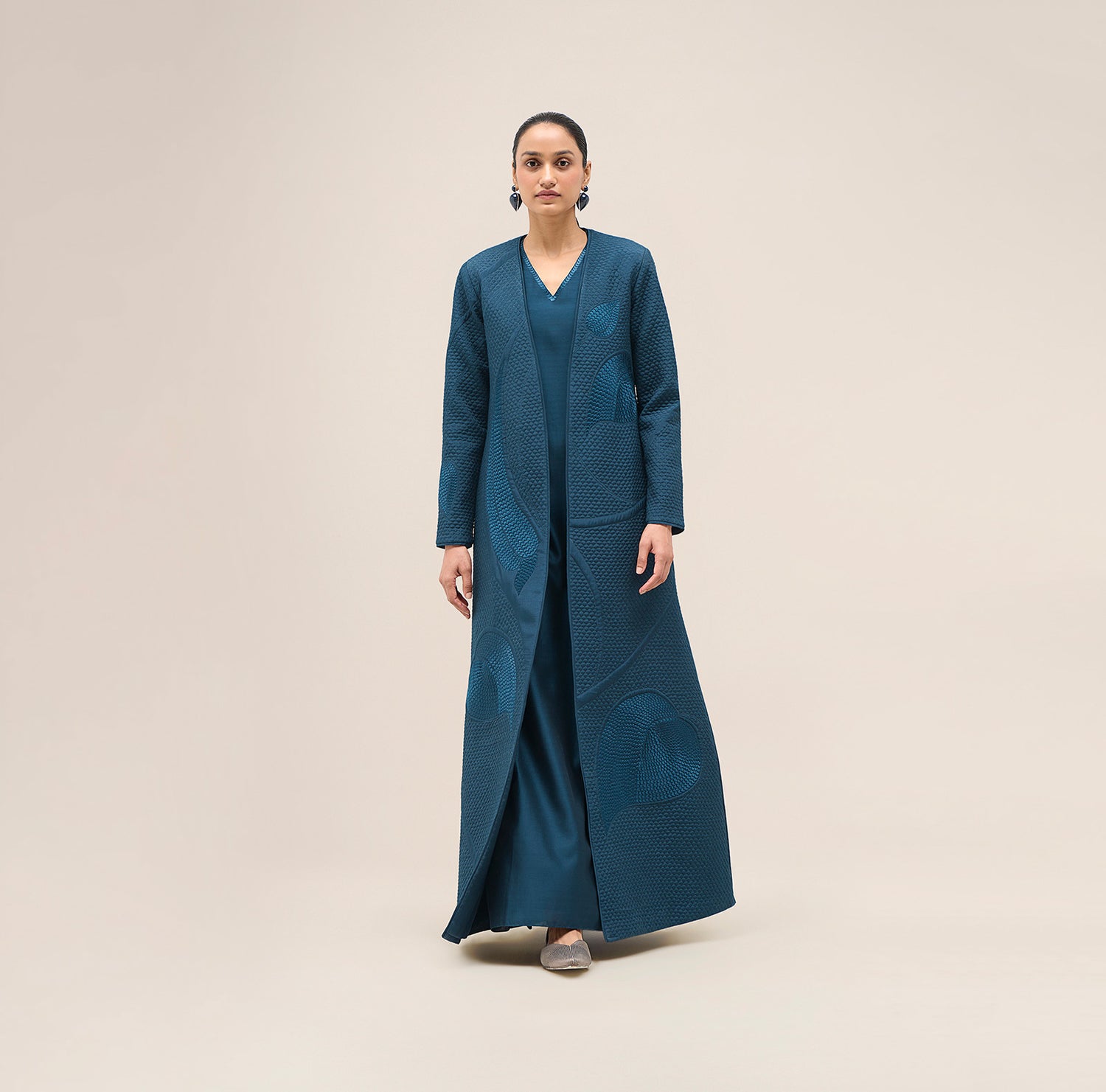  Shantung Raziya Abaya Set – Blue