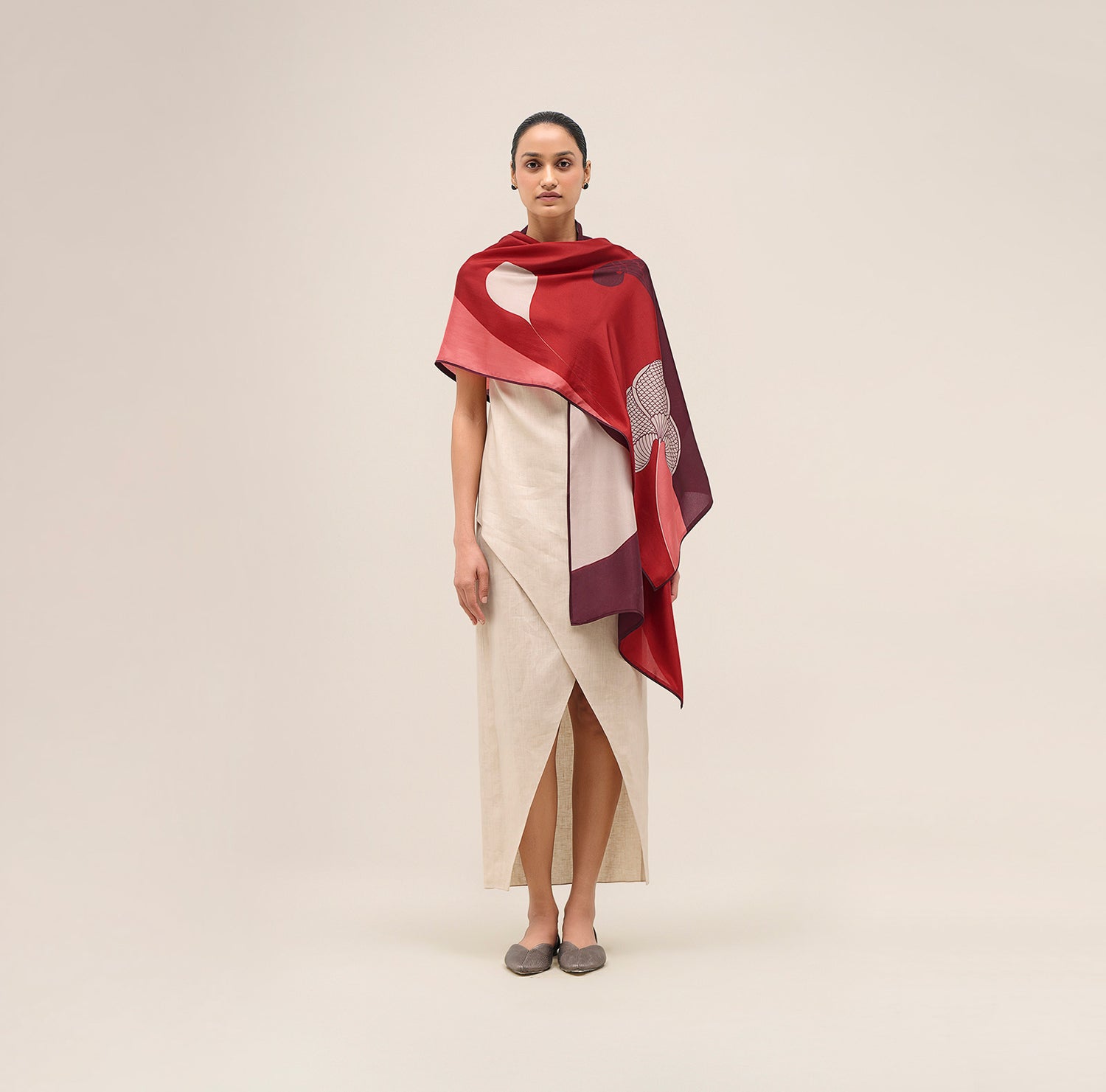  Silk Shabgul Scarf – Red