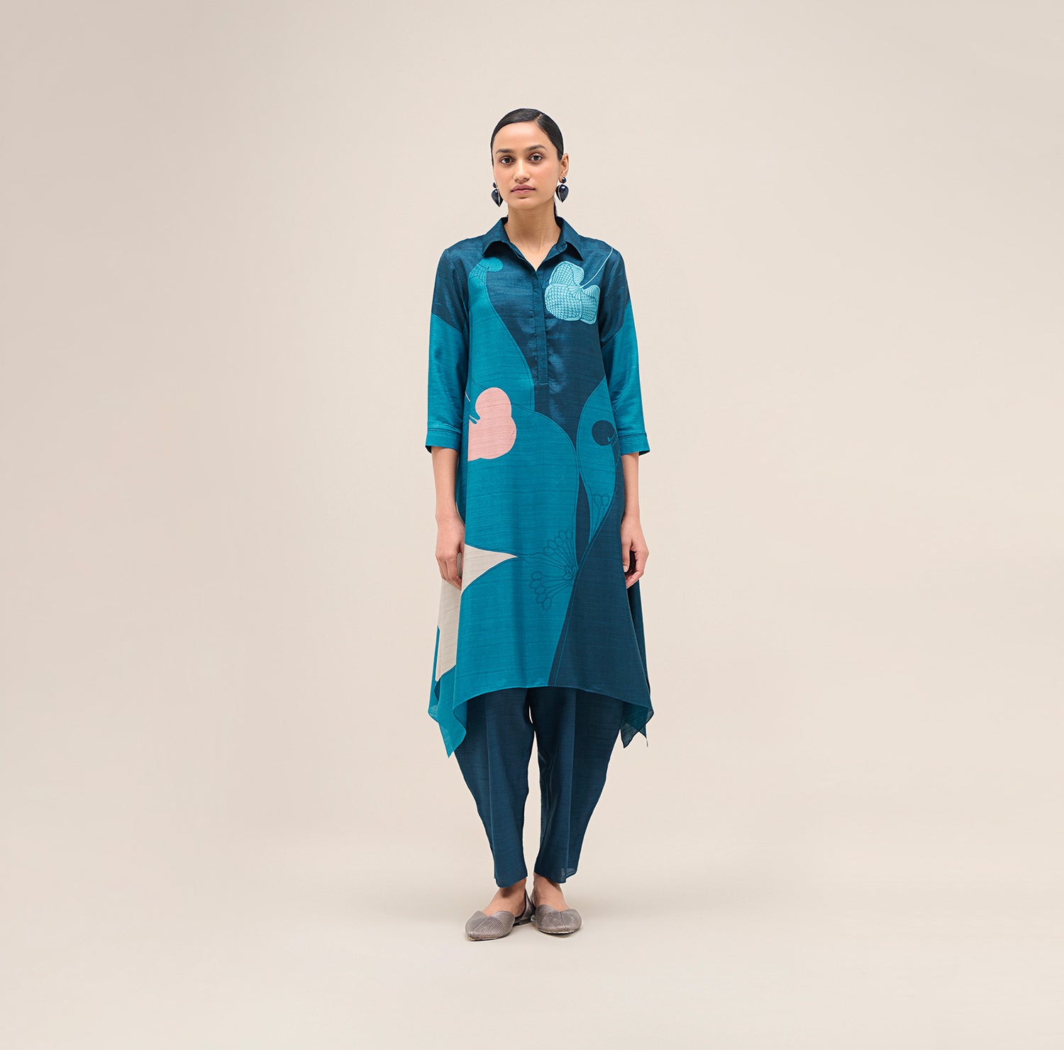  Silk Zoha Tunic Set – Blue