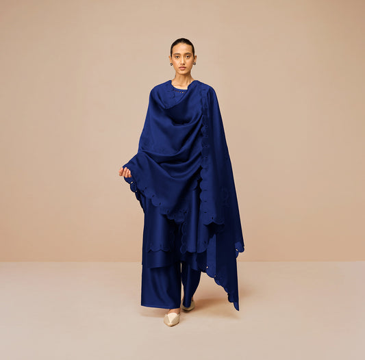 Chanderi Svara Kurta Set – Blue