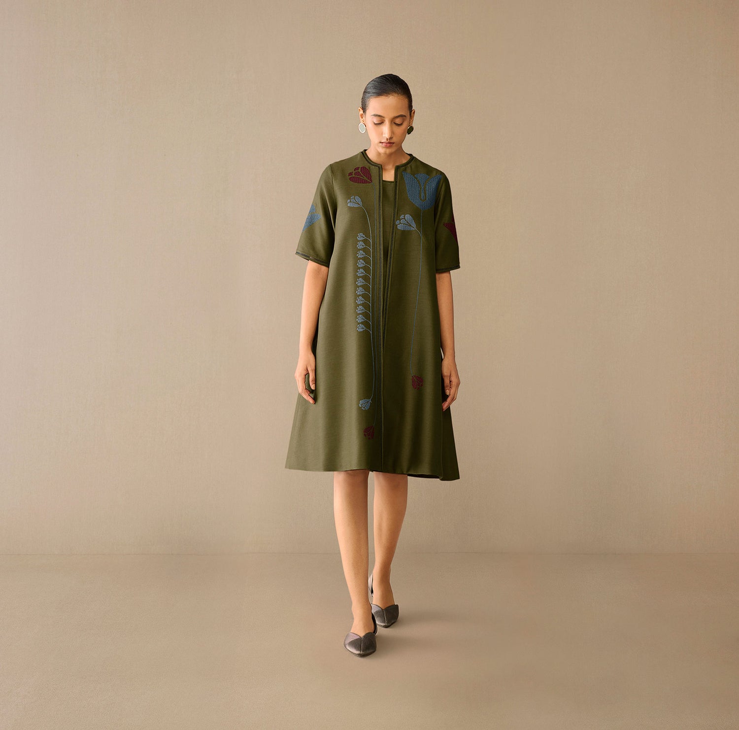  Chanderi Atara Jacket Set – Green