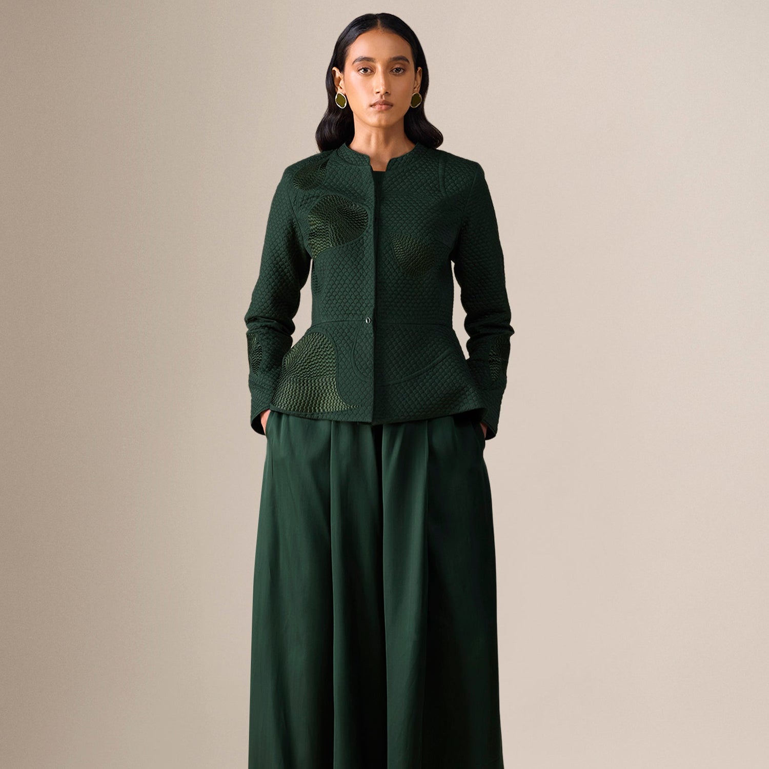  Silk Valla Jacket Set – Green