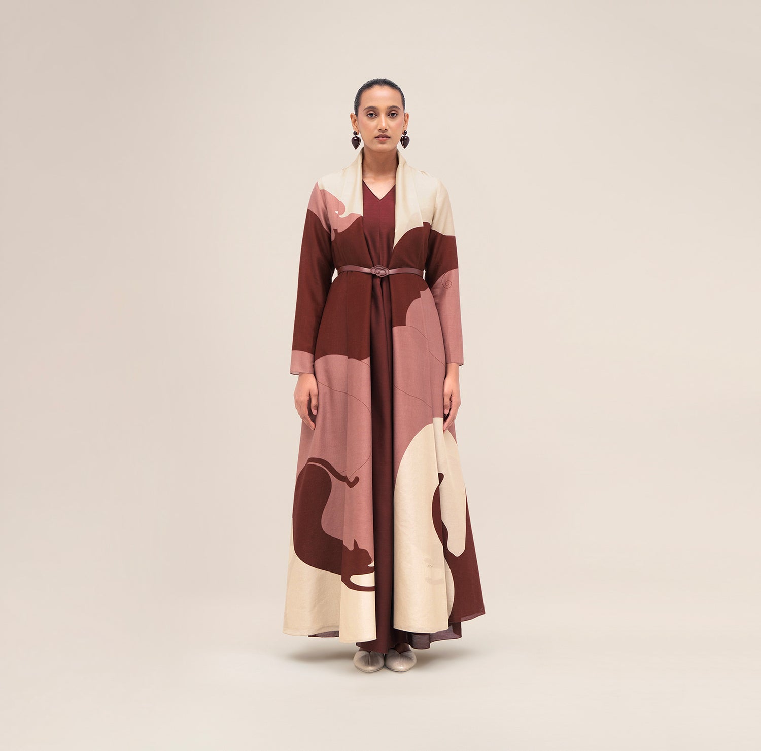  Chanderi Ghubar Abaya Set – Red