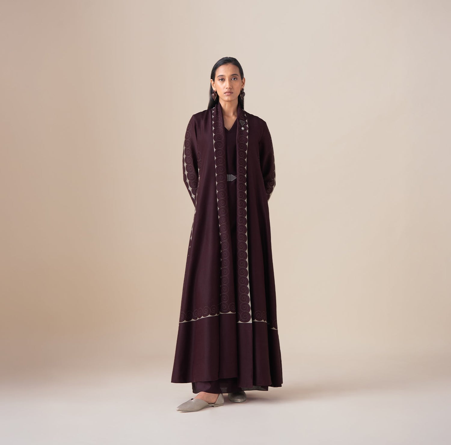    Chanderi Afira Abaya Set – Red