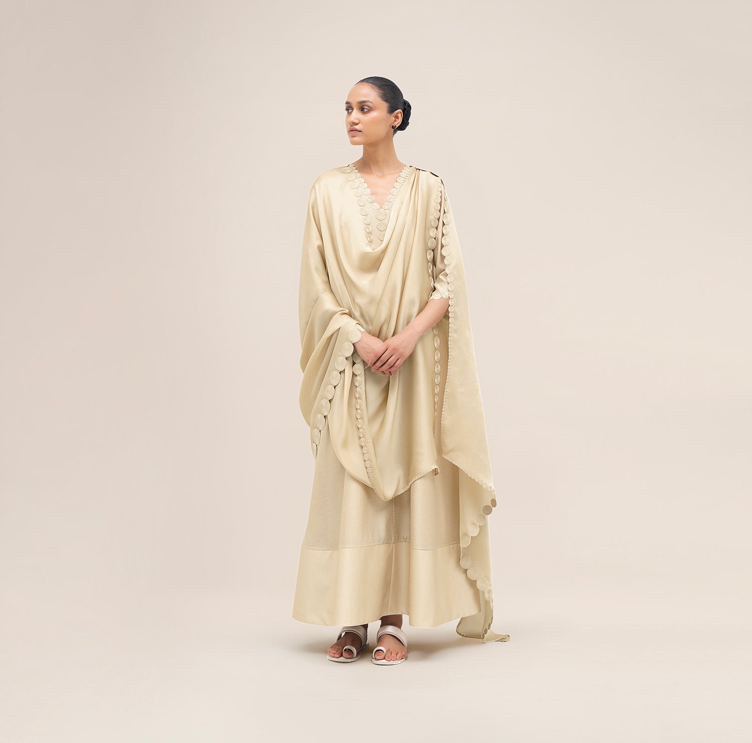  Chanderi Naghma Kurta Set – Beige