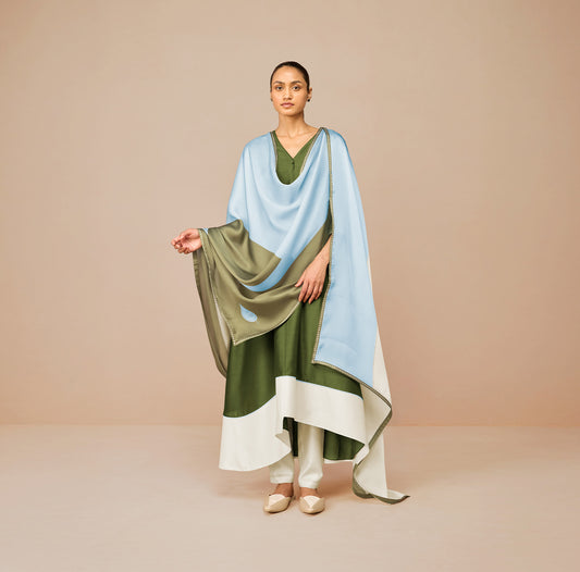 Chanderi Tasia Kurta Set – Green