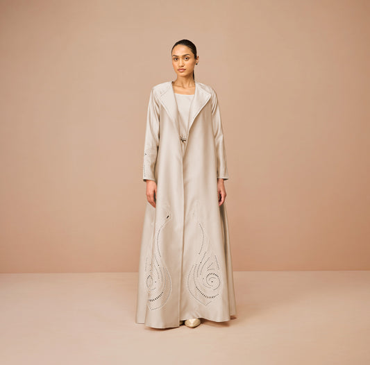 Chanderi Raysa Jacket Set – Beige