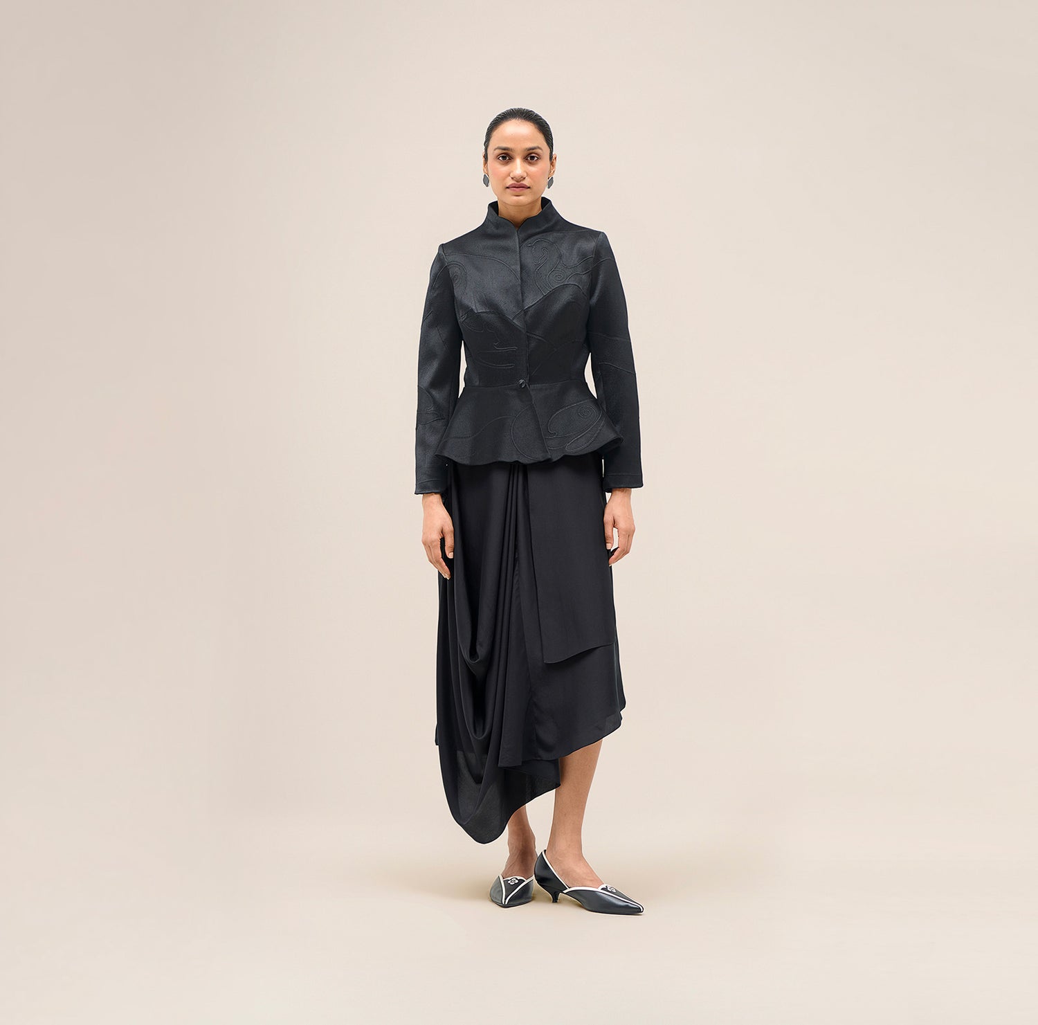  Chanderi Layla Jacket Set – Black