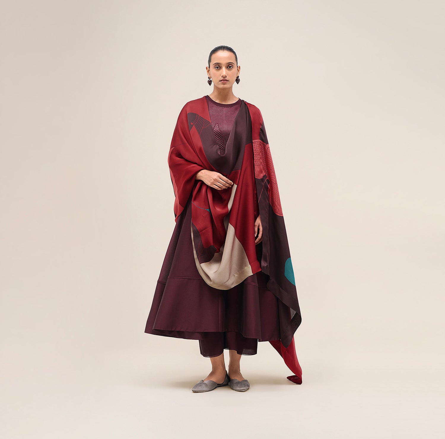  Chanderi Kainaz Kurta Set – Red
