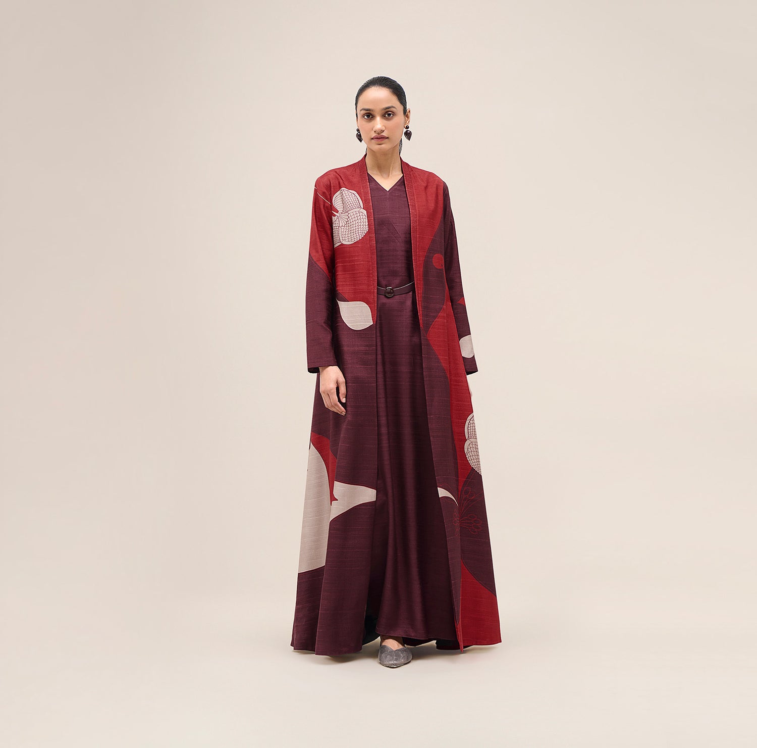  Silk Naaz Abaya Set – Red