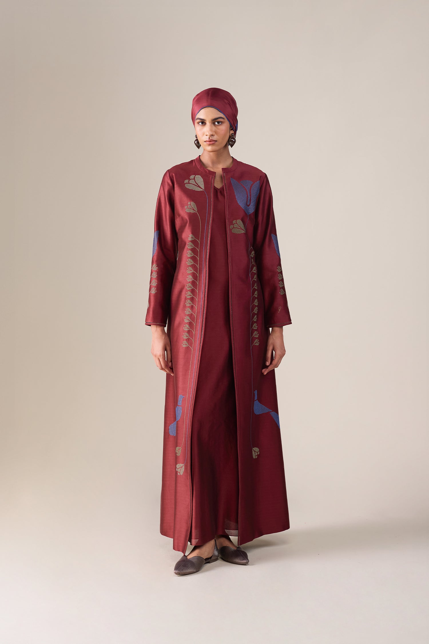  Chanderi Maliah Abaya Set – Green