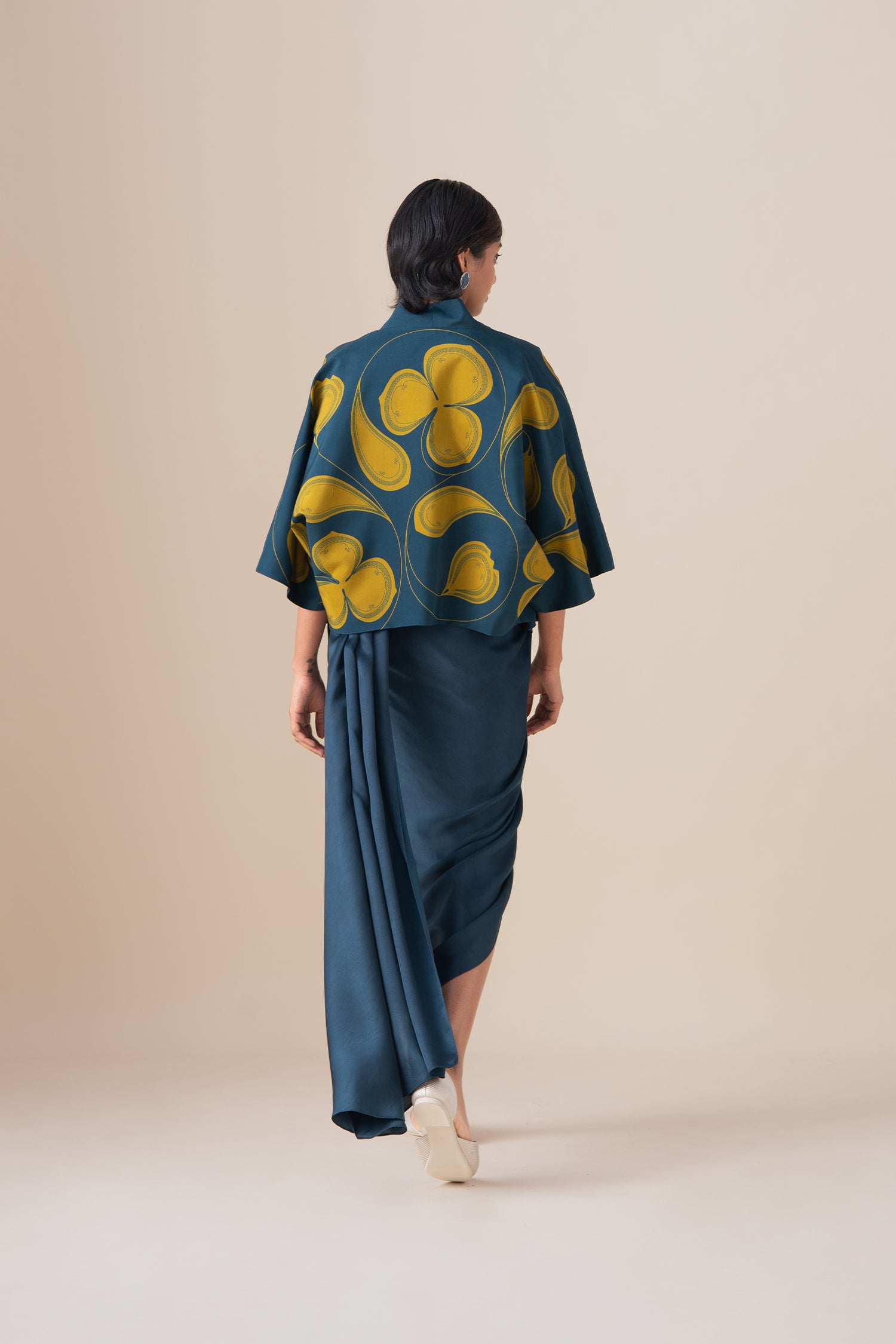  Habutai Sidra Saree Set – Blue