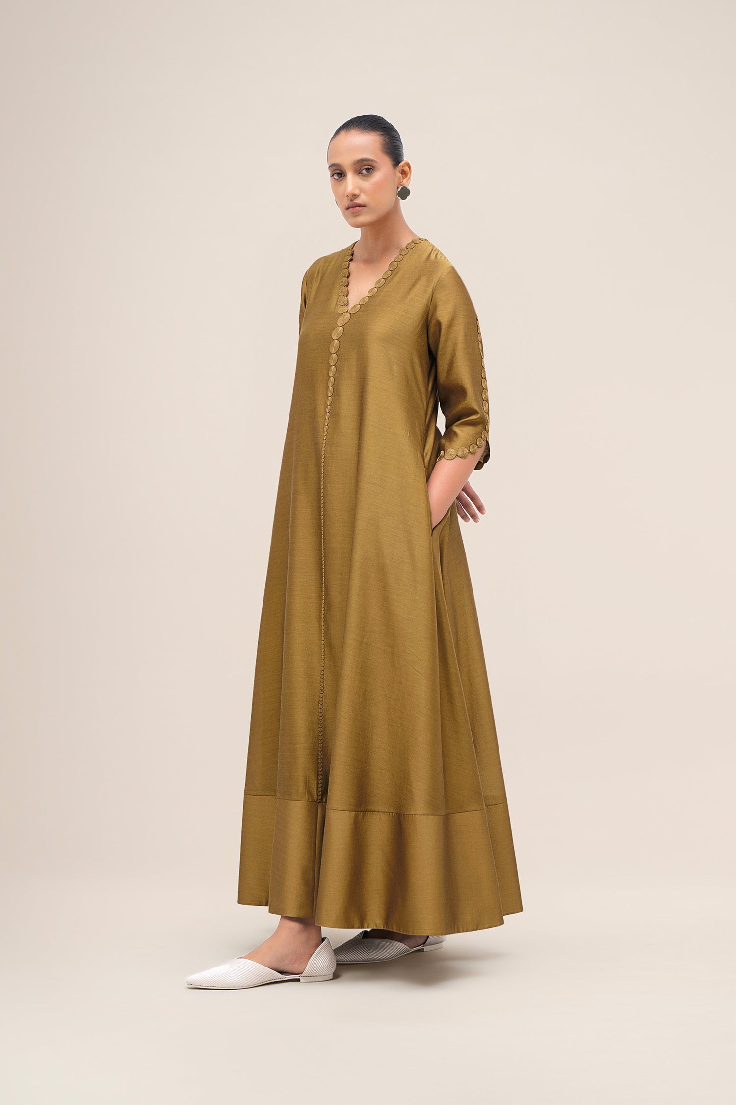  Chanderi Naghma Kurta Set – Green