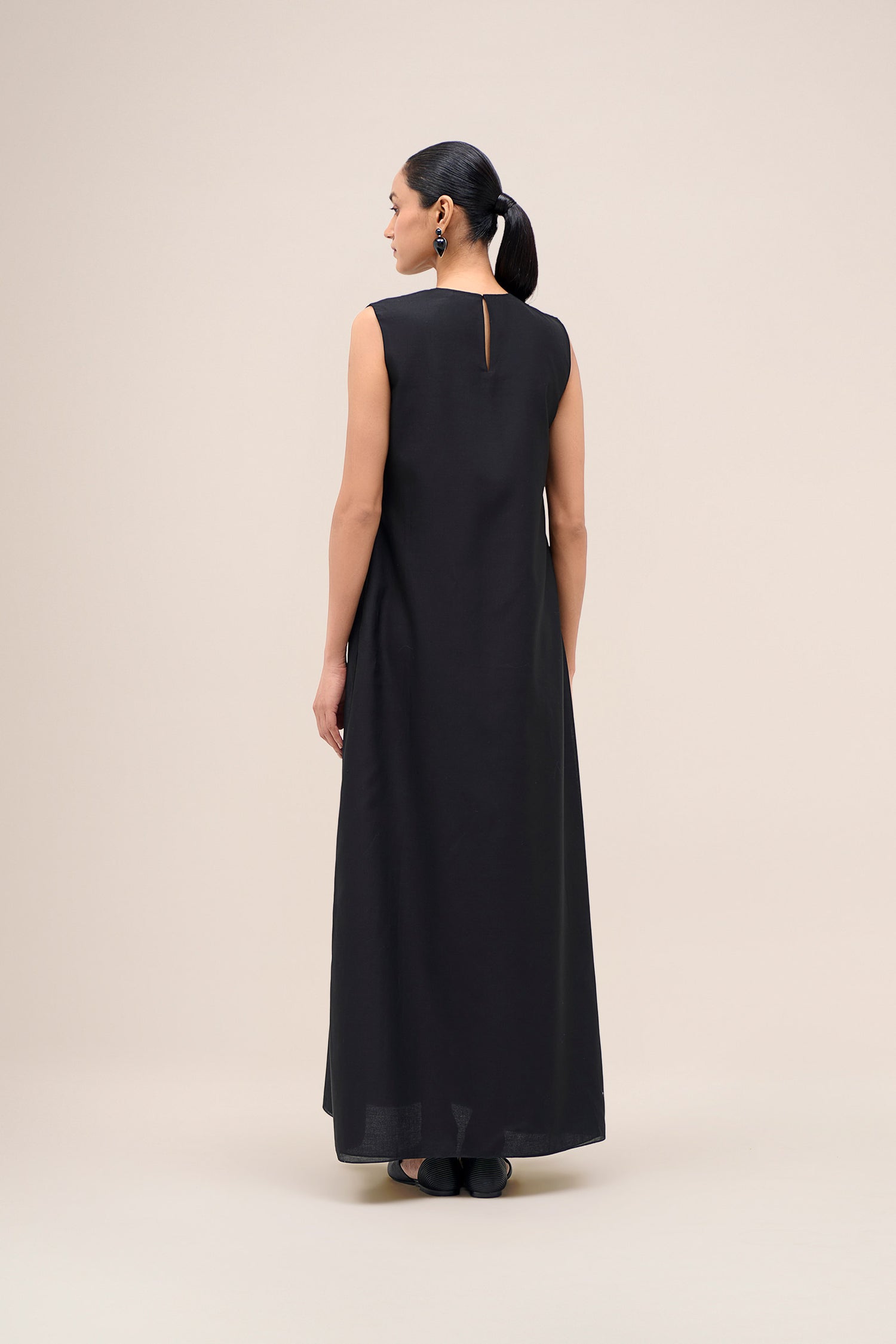  Chanderi Shabana Abaya Set – Black