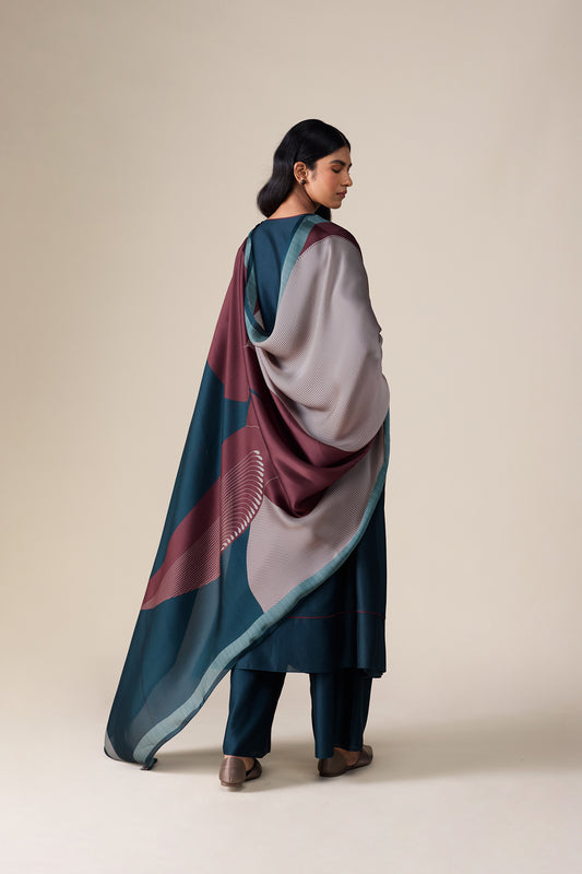 Chanderi Milap Kurta Set – Dark Smokey