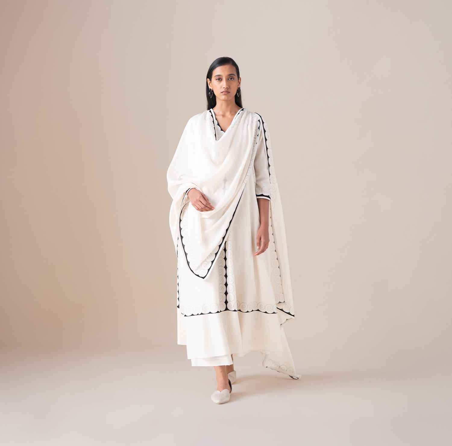  Chanderi Meher Kurta Set – Ivory