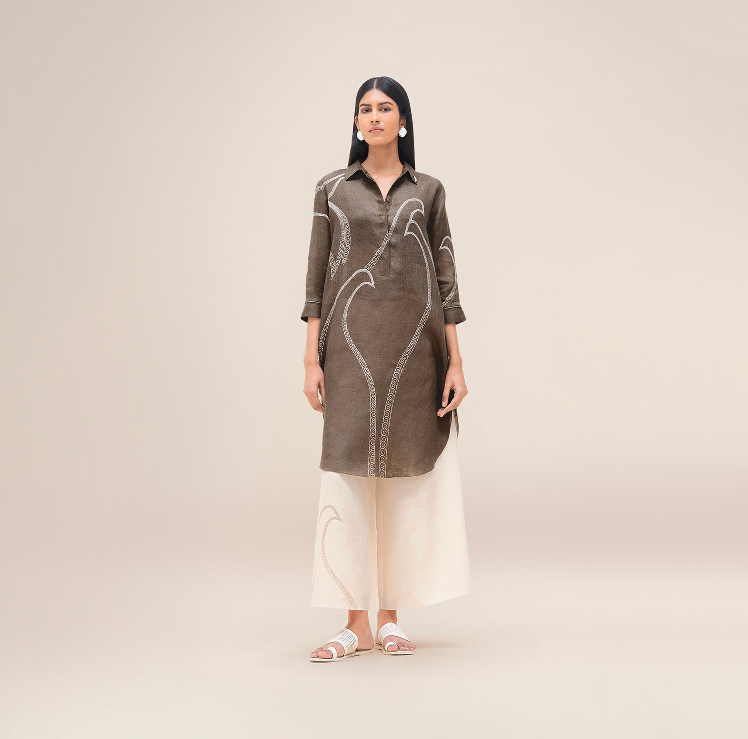  Linen Yuhina Tunic Set – Brown