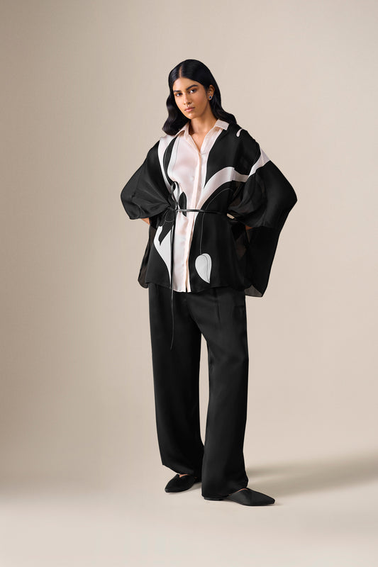 Organza Elvira Shirt Set – Black