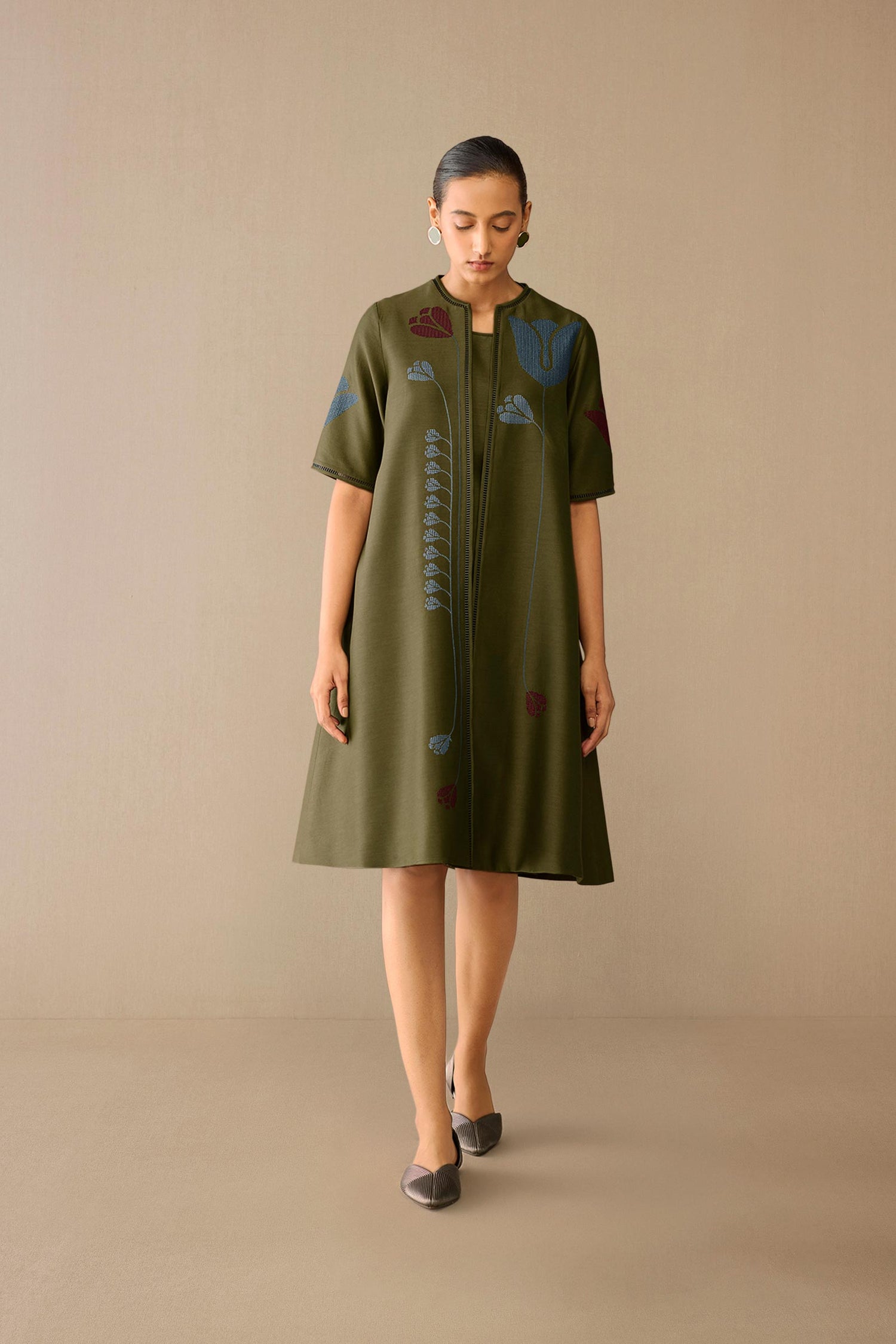  Chanderi Atara Jacket Set – Green