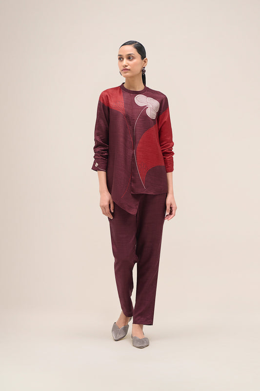 Silk Falak Shirt Set – Red