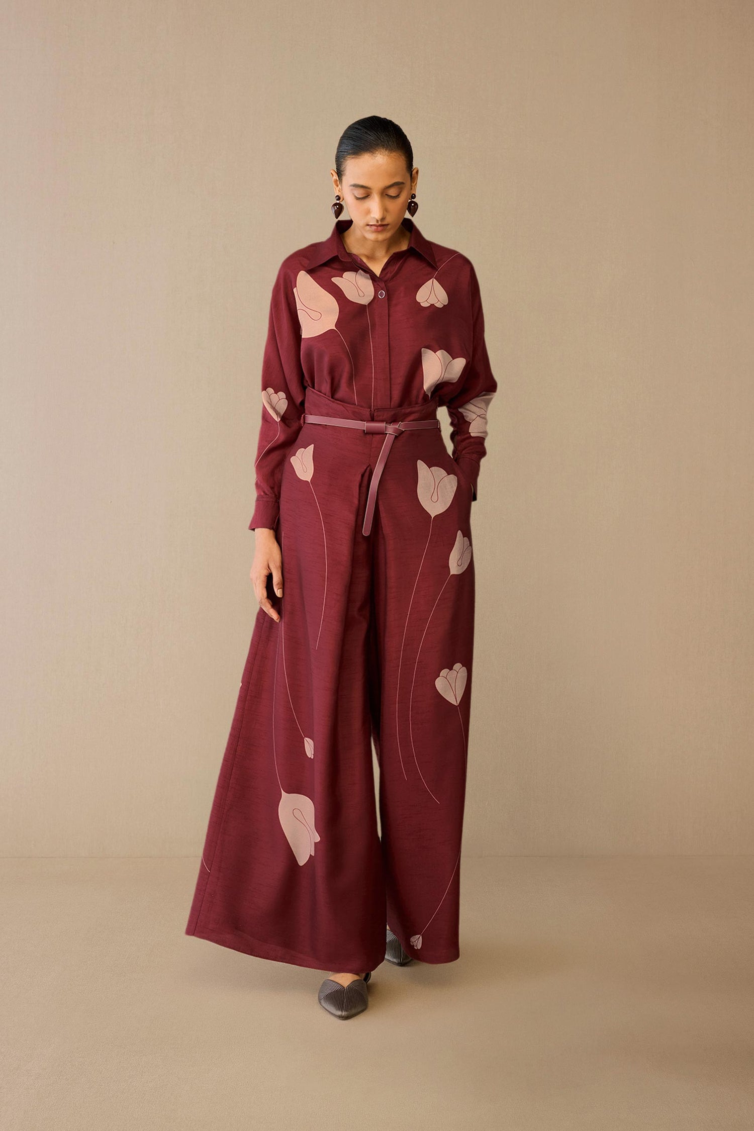  Silk Odele Shirt Set – Red