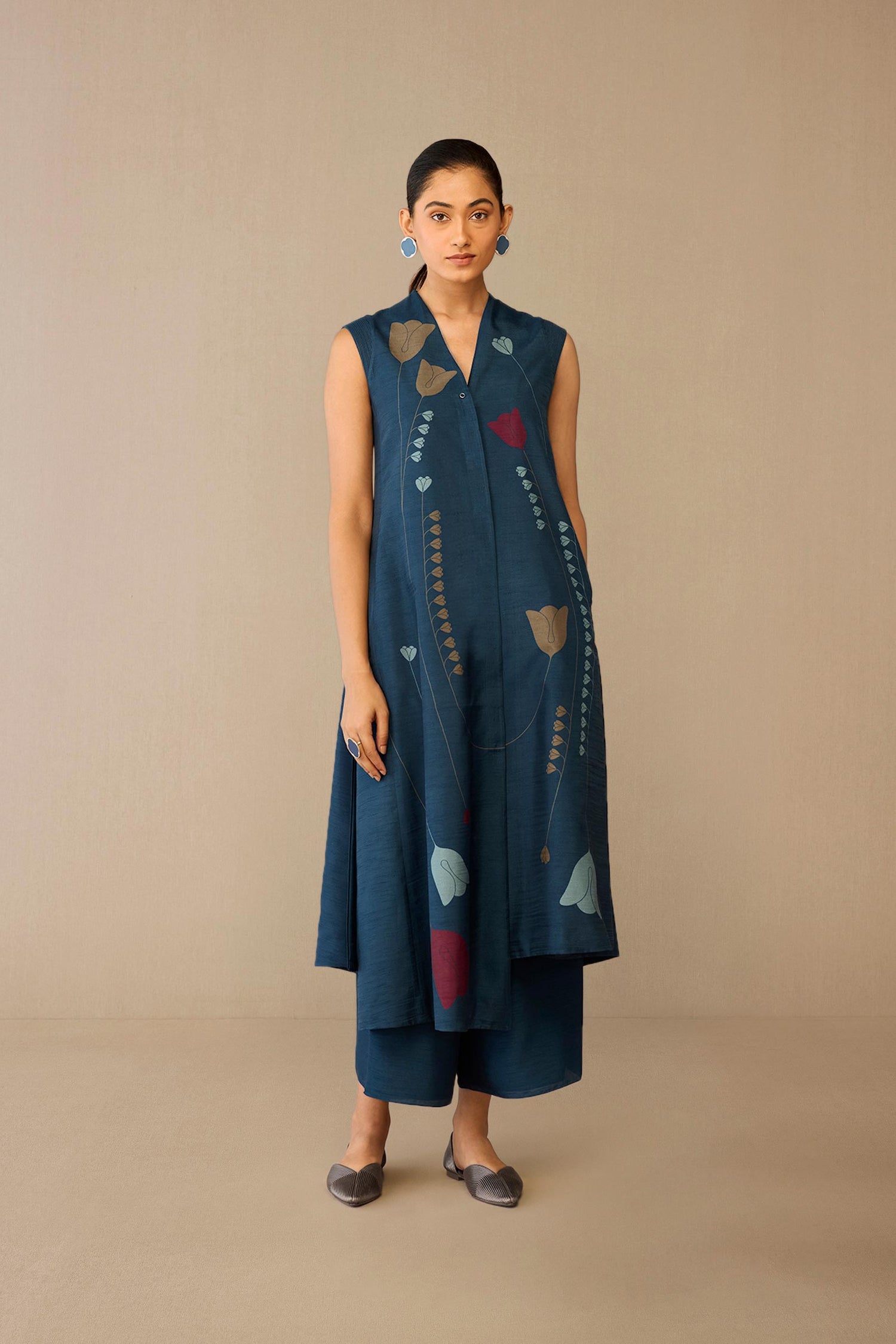  Silk Zia Jacket Set – Blue