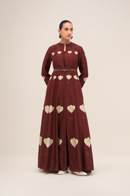 Chanderi Inara Abaya Set – Red