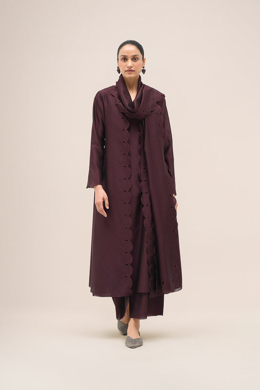 Chanderi Asrah Jacket Set – Red