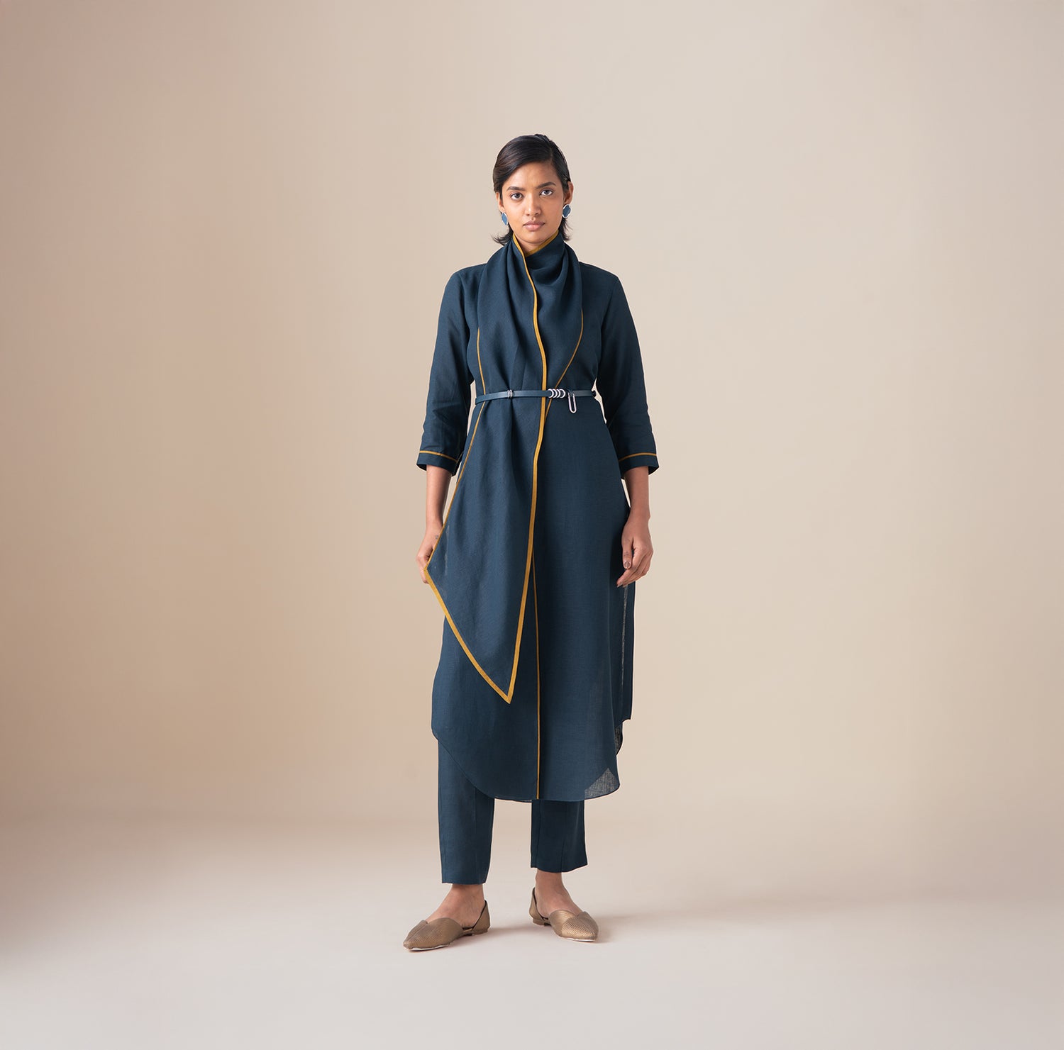  Linen Dilawar Tunic Set – Blue