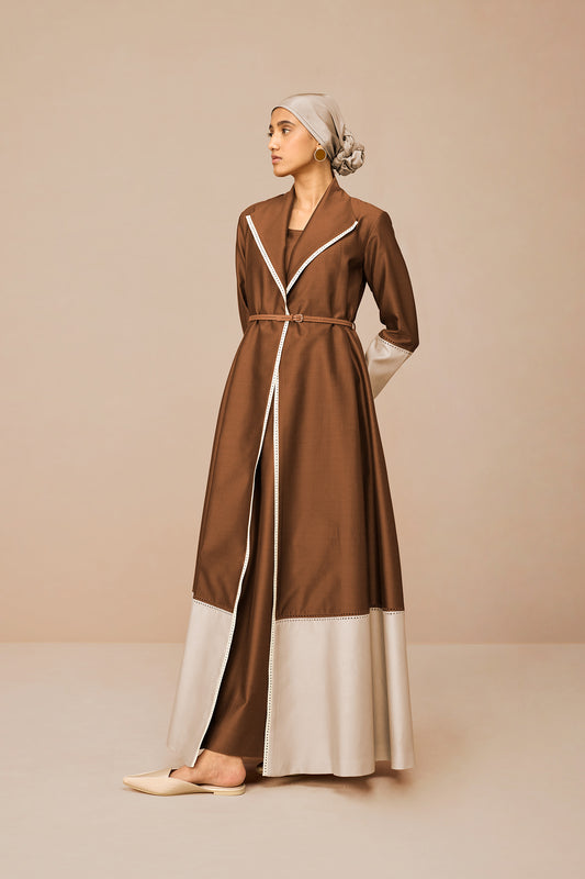 Chanderi Mirdea Jacket Set – Brown