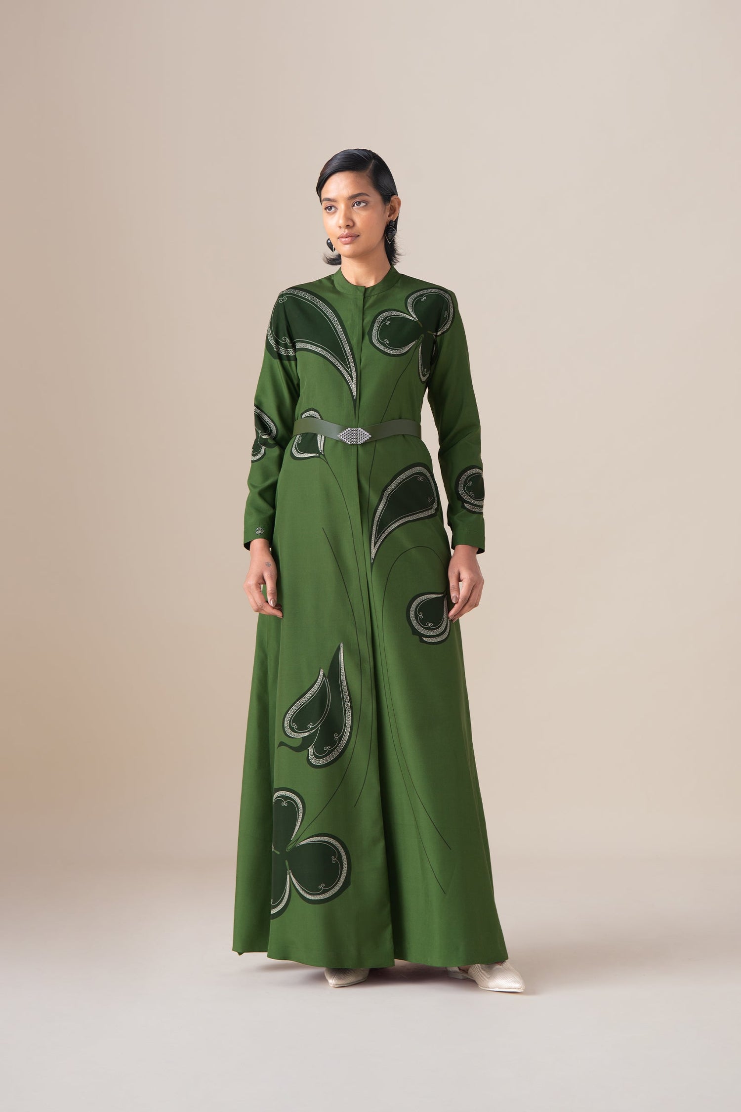  Habutai Saeeda Abaya Set – Green