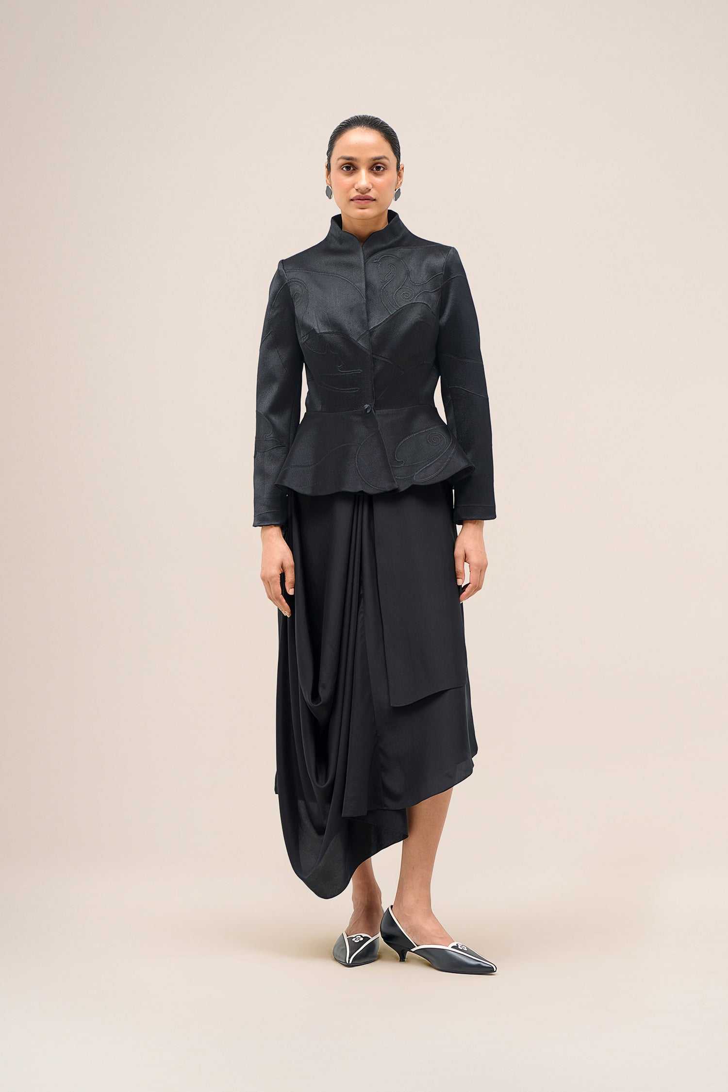  Chanderi Layla Jacket Set – Black