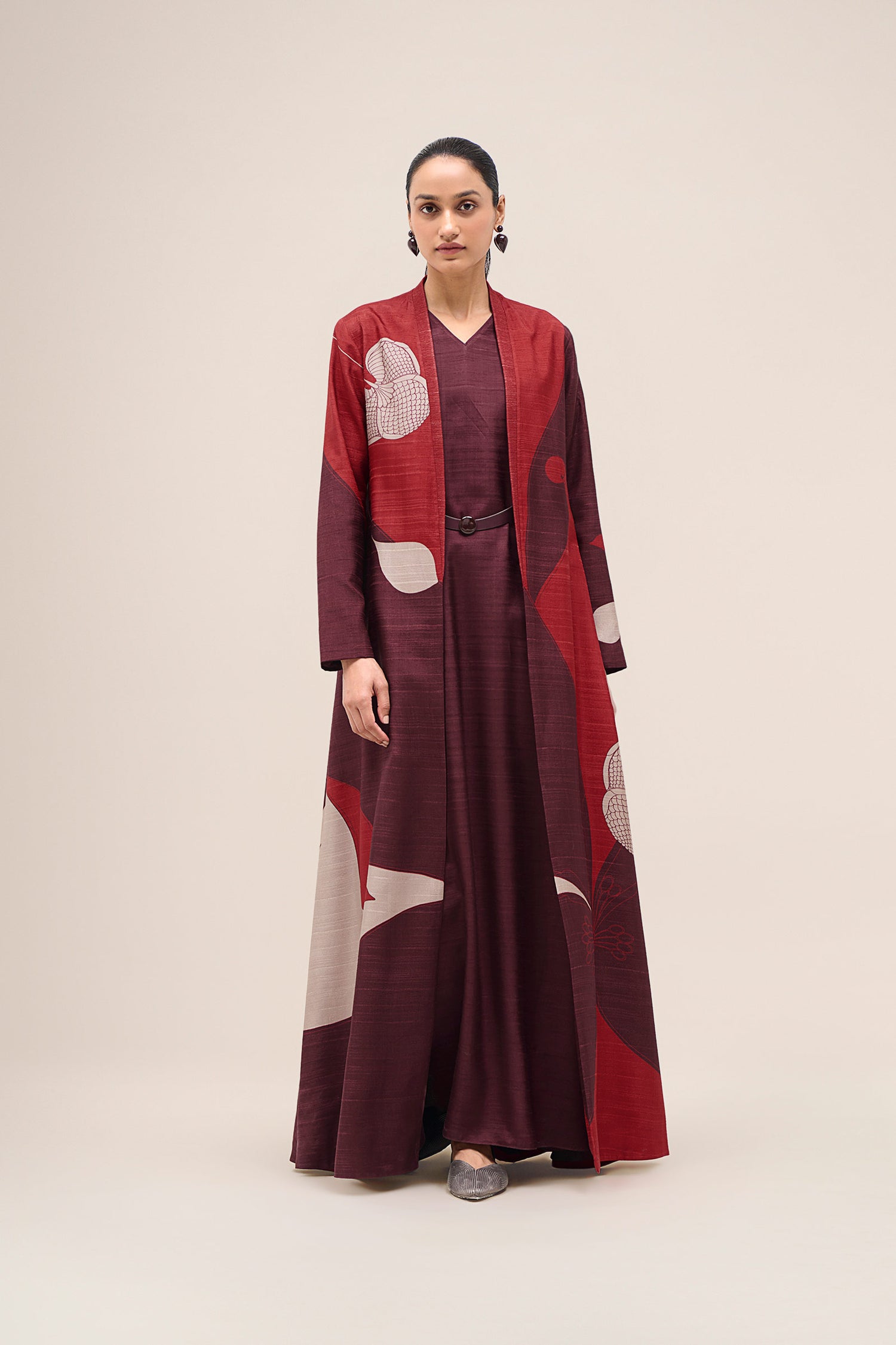 Silk Naaz Abaya Set – Red