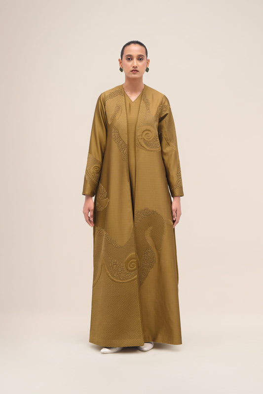 Chanderi Aayat Abaya Set – Green