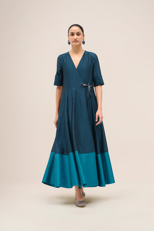 Chanderi Lara Dress – Blue
