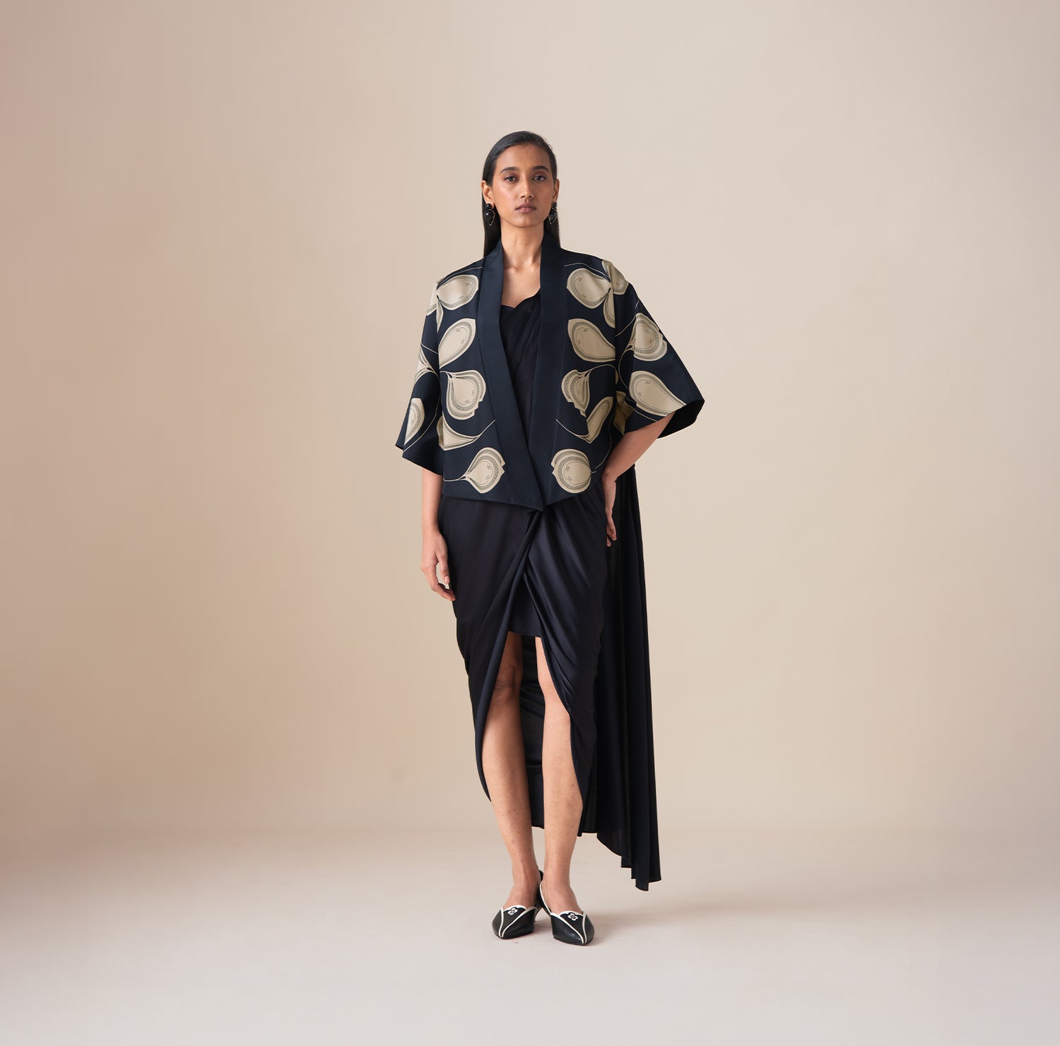  Habutai Sidra Jacket Set – Black