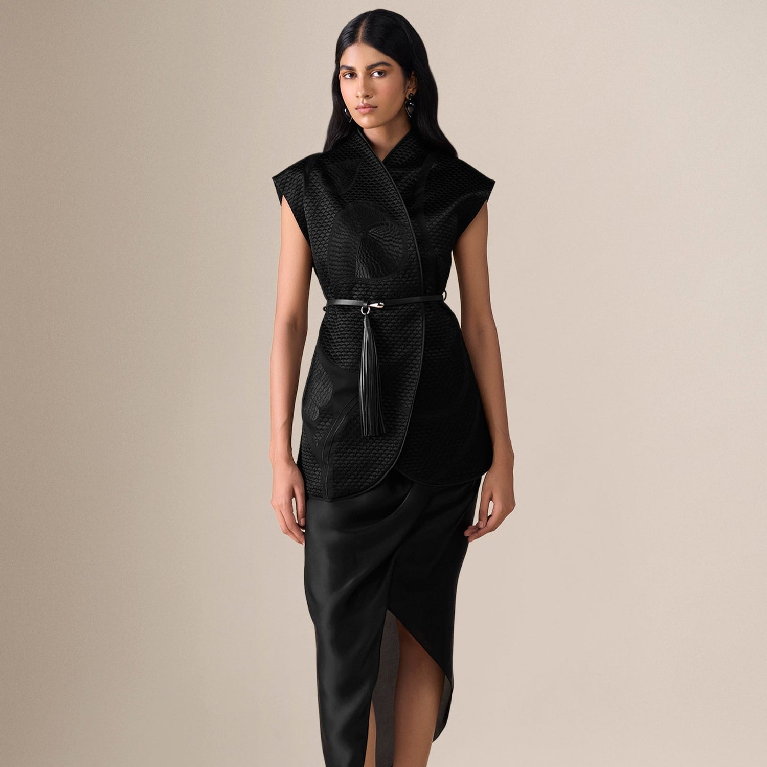  Chanderi Selah Jacket Set – Black