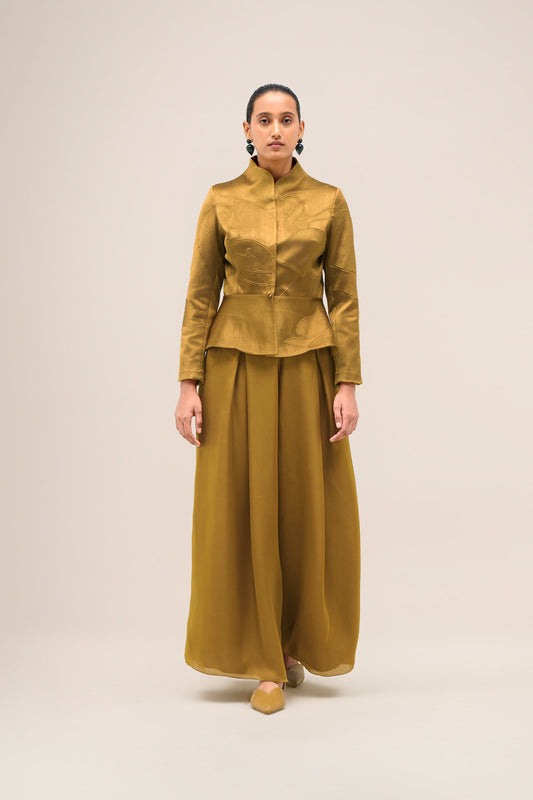 Chanderi Noha Jacket Set – Yellow