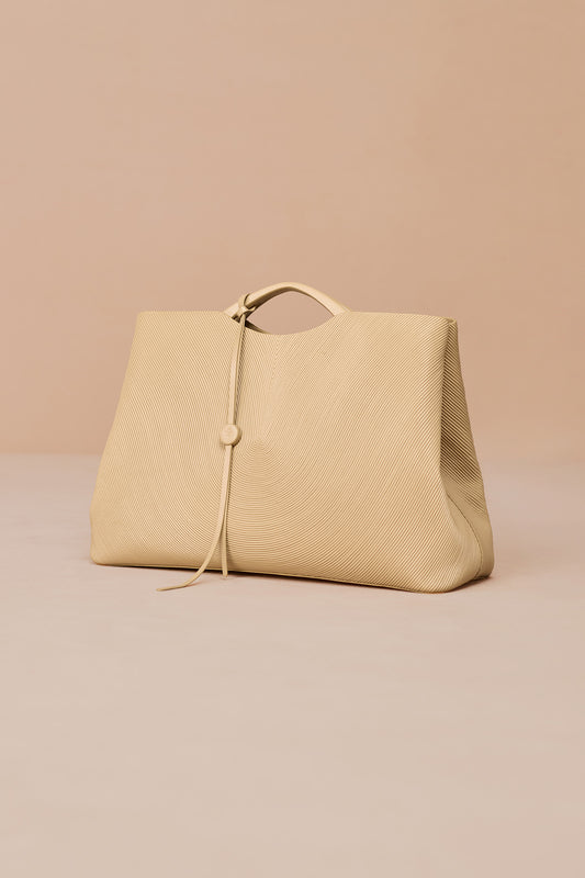 Faux Leather Liora Tote Bag – Beige